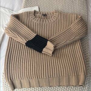 James Perse Beige Ribbed Knit Sweater